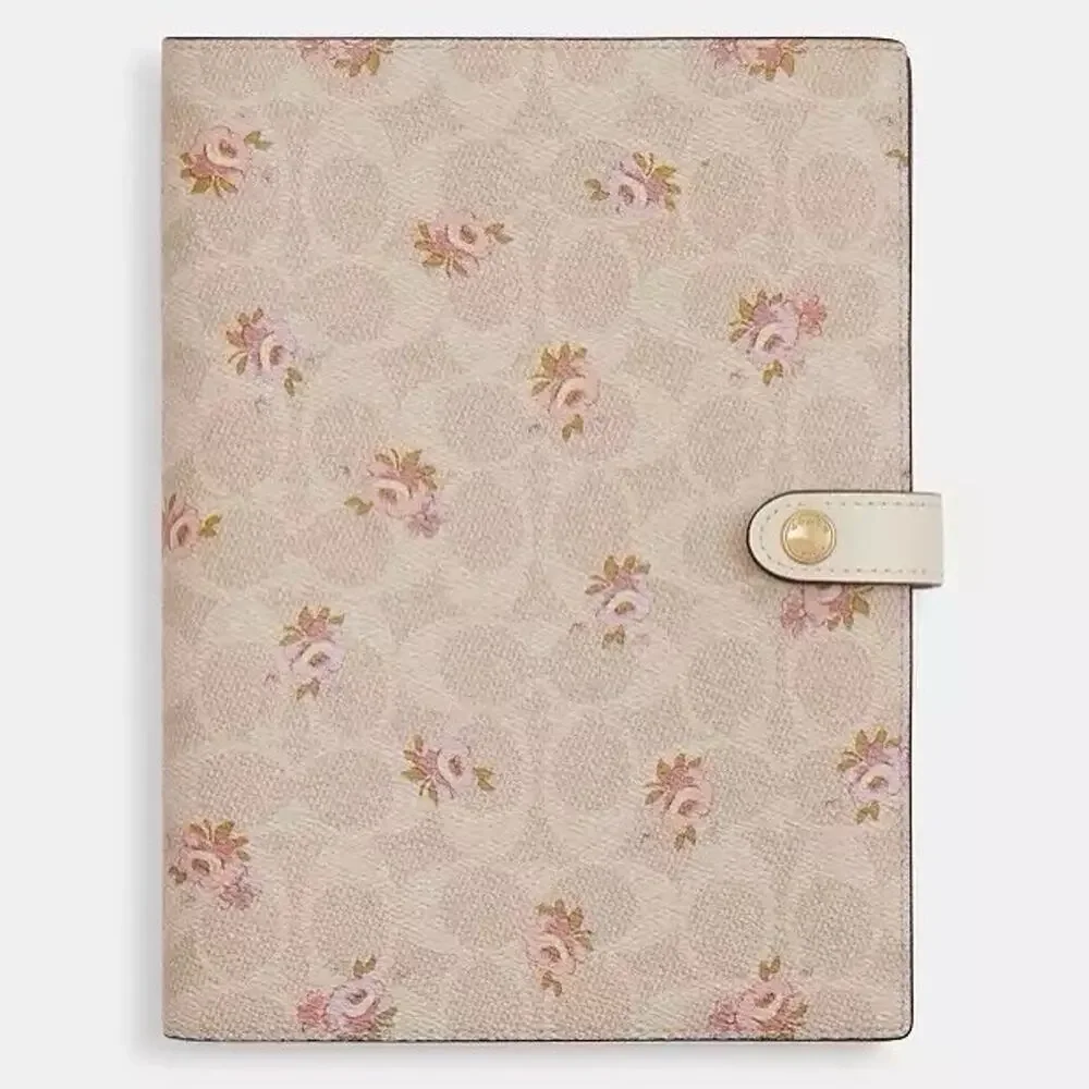 NWT Coach Notebook Gold/Sand Multi With Floral Print CAO58